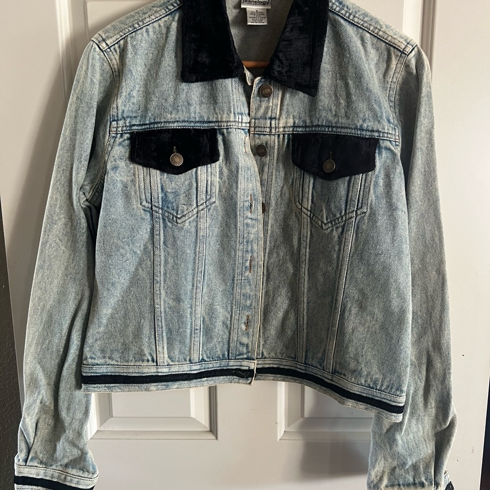 Jean Jacket trimmed with black velvet.